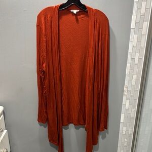 Rust Orange Open Front Cardigan